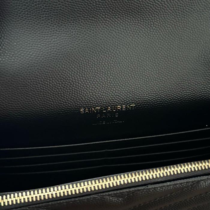 SAINT LAURENT CASSANDRE Sheepskin Handheld Crossbody Bag, Shoulder Bag Small Women's Black 742920-AAA44-1000 size 19*3.5*12.5 cm