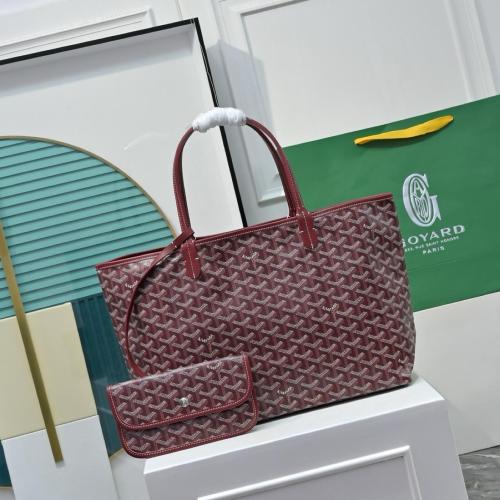 GOYARD Saint Louis Canvas With Calfskin Combo Bag Tote One Shoulder Handbag Large Size Unisex Burgundy STLOUIGMLTY33CL33P size 40*20*34 cm
