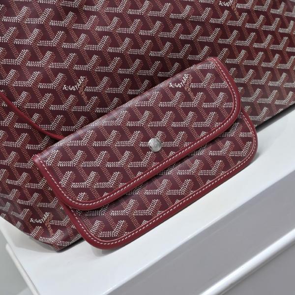 GOYARD Saint Louis Canvas With Calfskin Combo Bag Tote One Shoulder Handbag Large Size Unisex Burgundy STLOUIGMLTY33CL33P size 40*20*34 cm