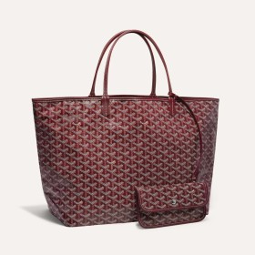 GOYARD Saint Louis Canvas With Calfskin Combo Bag Tote One Shoulder Handbag Large Size Unisex Burgundy STLOUIGMLTY33CL33P size 40*20*34 cm
