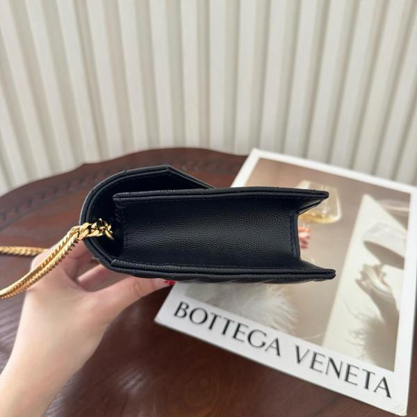 SAINT LAURENT CASSANDRE Sheepskin Handheld Crossbody Bag, Shoulder Bag Small Women's Black 742920-AAA44-1000 size 19*3.5*12.5 cm