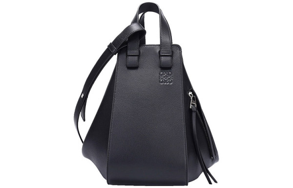 LOEWE Hammock Cow Leather Portable Crossbody Bag, Shoulder Bag Small Women's Black 387-30-S35-1100 size 20*13*30 cm