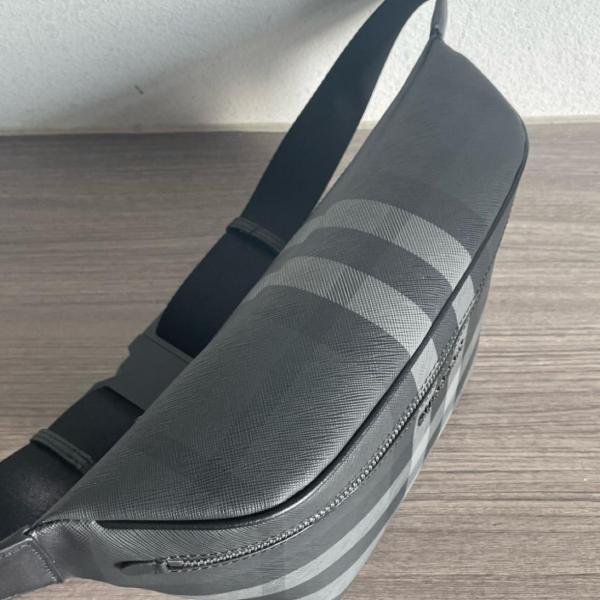 Burberry Cotton With Calfskin Trim Fanny Pack Regular Men's Charcoal Gray 80732671 size 37.5*8*17cm