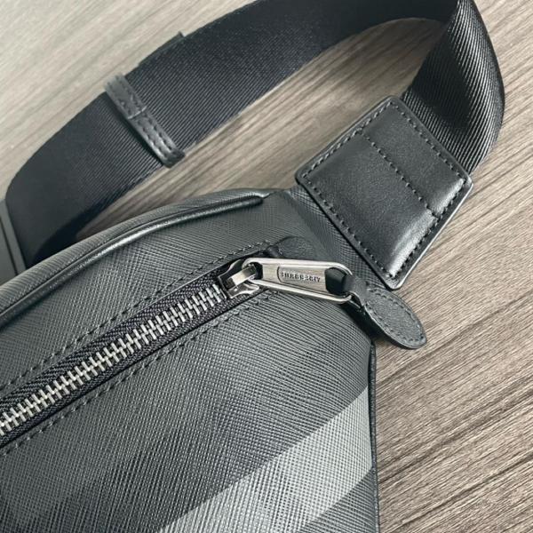Burberry Cotton With Calfskin Trim Fanny Pack Regular Men's Charcoal Gray 80732671 size 37.5*8*17cm