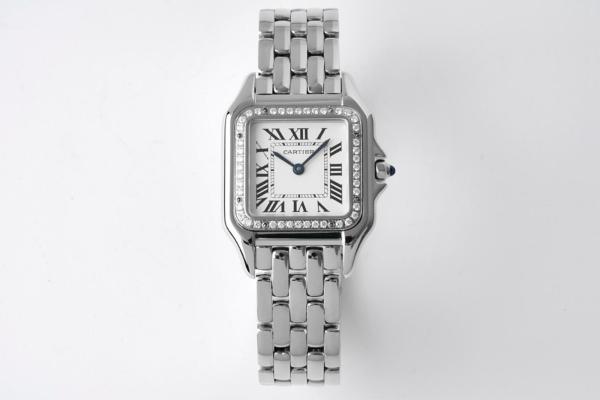 CARTIER Panthère De Cartier Quartz Movement Unisex Watch 36.5*26.7mm White Dial Stainless Steel Case