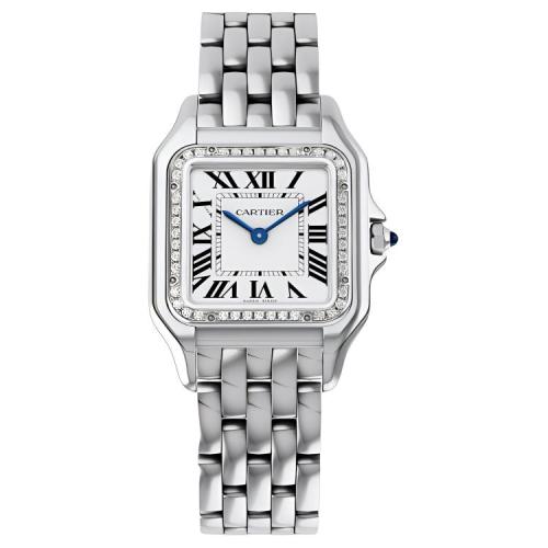 CARTIER Panthère De Cartier Quartz Movement Unisex Watch 36.5*26.7mm White Dial Stainless Steel Case