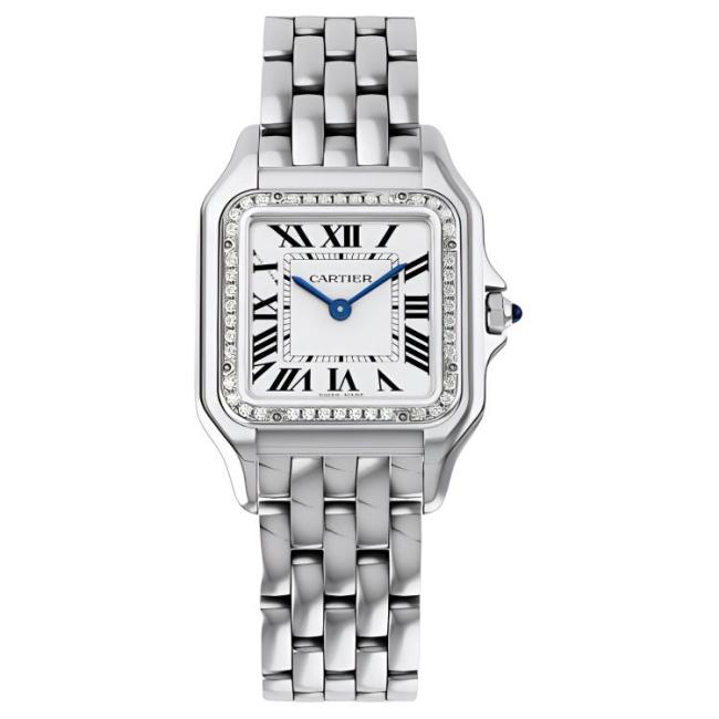 CARTIER Panthère De Cartier Quartz Movement Unisex Watch 36.5*26.7mm White Dial Stainless Steel Case