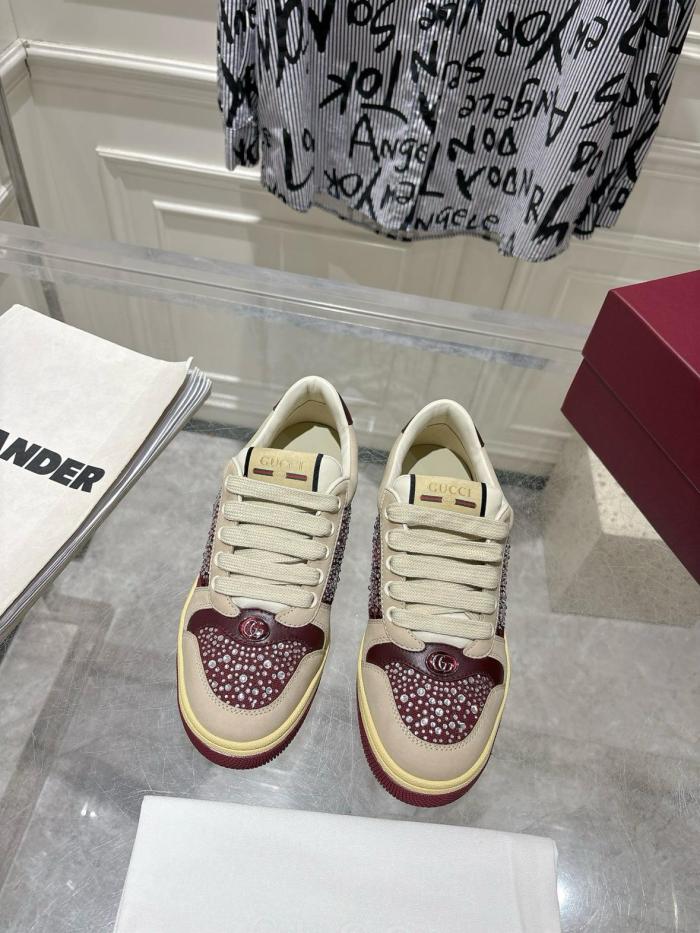GUCCI Screener Low top Skateboard Shoes 3cm Women's Red