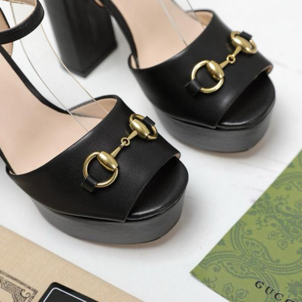 GUCCI Horsebit One Strap Sandals 8.5cm Women's Black