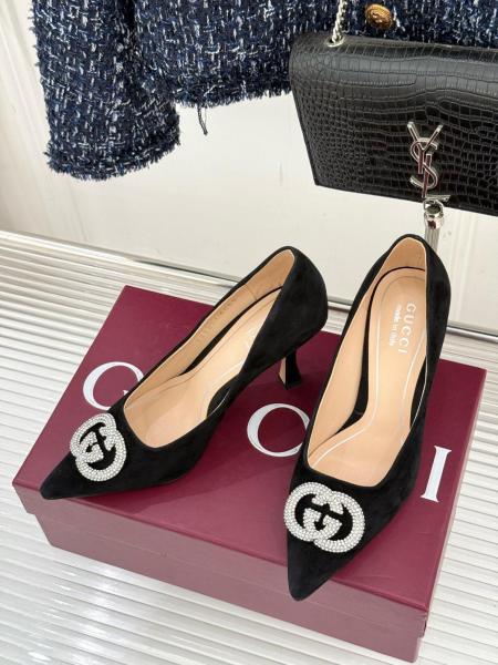 GUCCI Interlocking G Slim Heel High Heels 8.5cm Women's Black