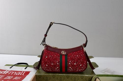 GUCCI Ophidia Canvas Leather Shoulder Bag Small Women's Red 841341-FAFFA-8541 size 25.9*6.6*15cm
