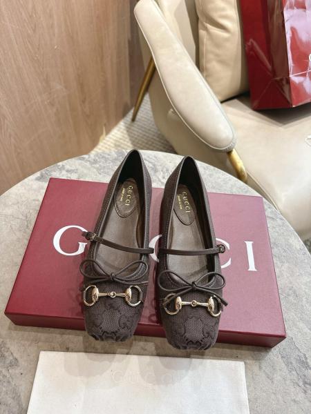 GUCCI Horsebit Flat Mary Jane Shoes Women's Brown