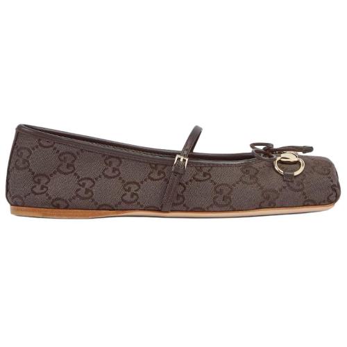 GUCCI Horsebit Flat Mary Jane Shoes Women's Brown