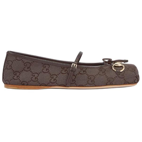 GUCCI Horsebit Flat Mary Jane Shoes Women's Brown