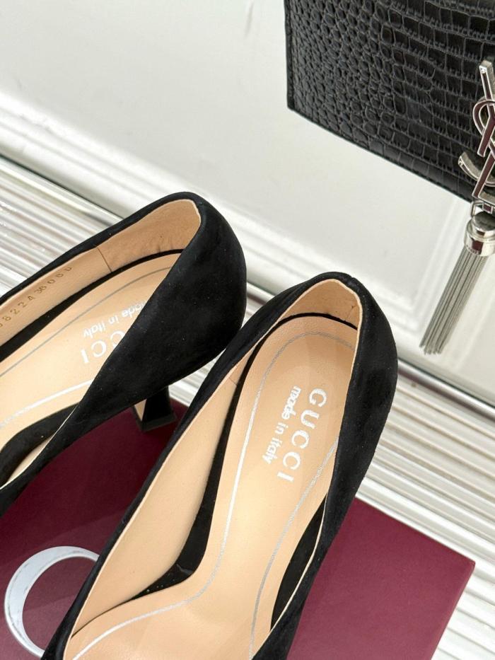 GUCCI Interlocking G Slim Heel High Heels 8.5cm Women's Black