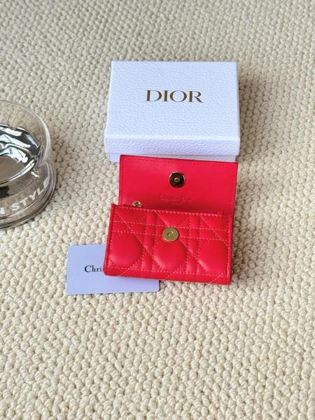 DIOR My Dior Lambskin Wallet Women's Red S0966ONMJ-M323 size 11*3*7.5cm