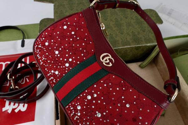 GUCCI Ophidia Canvas Leather Shoulder Bag Small Women's Red 841341-FAFFA-8541 size 25.9*6.6*15cm