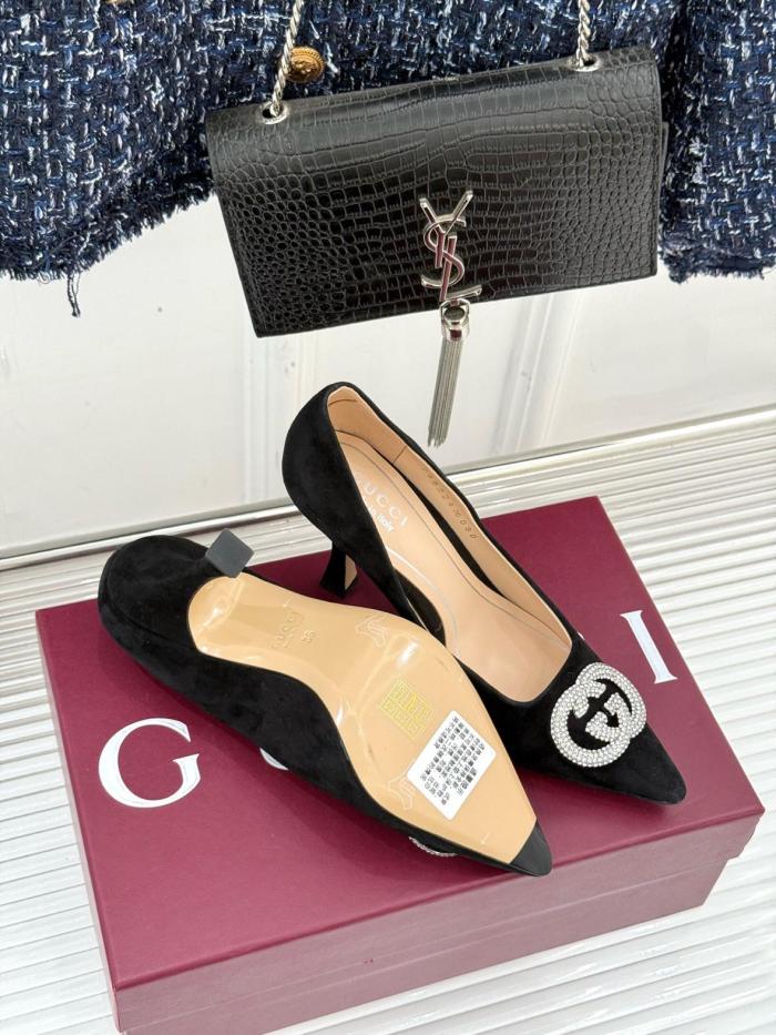 GUCCI Interlocking G Slim Heel High Heels 8.5cm Women's Black