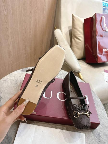 GUCCI Horsebit Flat Mary Jane Shoes Women's Brown