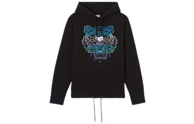KENZO Sweatshirts Men's Black Hooded Moderate Regular