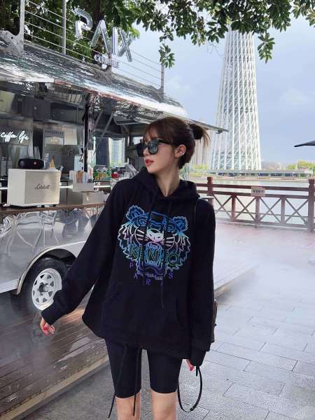 KENZO Sweatshirts Men's Black Hooded Moderate Regular