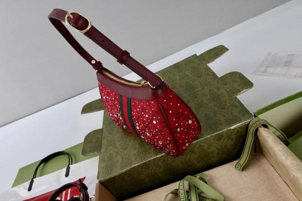 GUCCI Ophidia Canvas Leather Shoulder Bag Small Women's Red 841341-FAFFA-8541 size 25.9*6.6*15cm