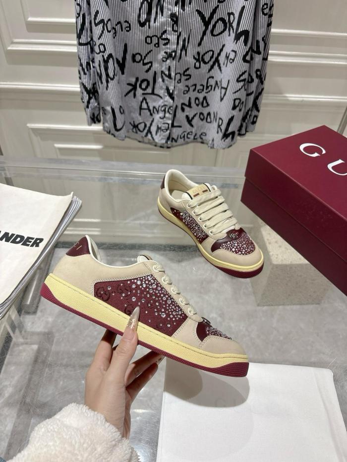 GUCCI Screener Low top Skateboard Shoes 3cm Women's Red