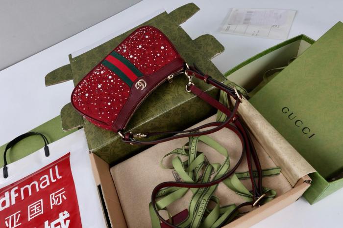 GUCCI Ophidia Canvas Leather Shoulder Bag Small Women's Red 841341-FAFFA-8541 size 25.9*6.6*15cm