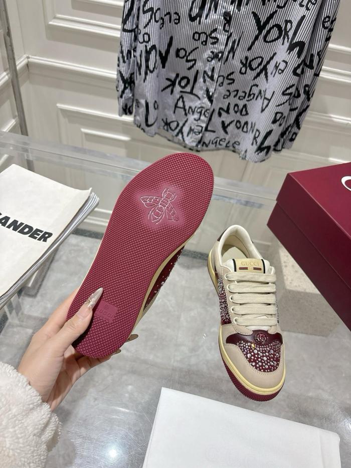 GUCCI Screener Low top Skateboard Shoes 3cm Women's Red