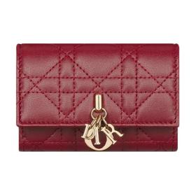 DIOR My Dior Lambskin Wallet Women's Red S0966ONMJ-M323 size 11*3*7.5cm