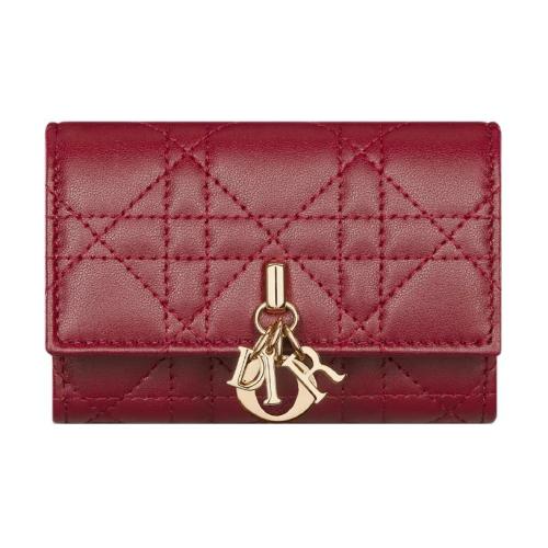 DIOR My Dior Lambskin Wallet Women's Red S0966ONMJ-M323 size 11*3*7.5cm