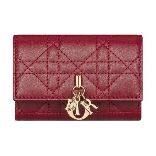 DIOR My Dior Lambskin Wallet Women's Red S0966ONMJ-M323 size 11*3*7.5cm