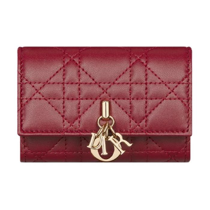 DIOR My Dior Lambskin Wallet Women's Red S0966ONMJ-M323 size 11*3*7.5cm