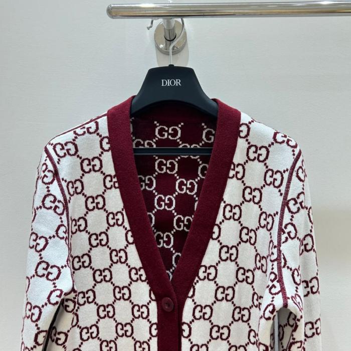 GUCCI Reversible Gg Jacquard Button Up Cardigan
