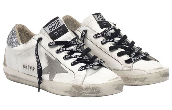 Golden Goose Super-Star Casual Shoes Women's White Sequins With Sparkling Tail Old-fashioned