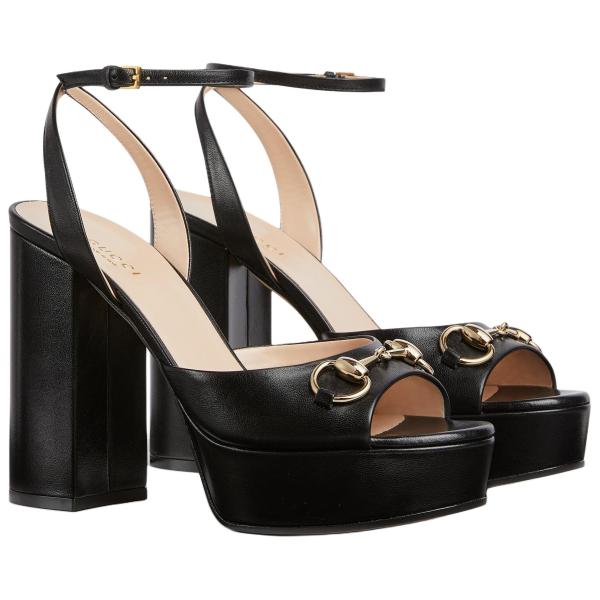 GUCCI Horsebit One Strap Sandals 8.5cm Women's Black