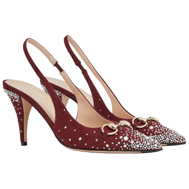 GUCCI Horsebit Slim Heel High Heels 8.5cm Women's Red