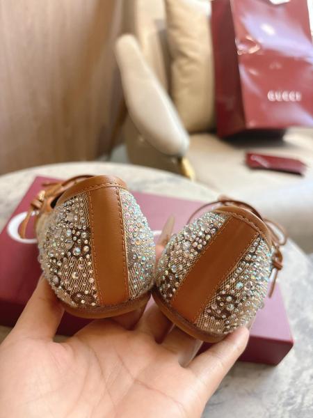 GUCCI Horsebit GG Flat Mary Jane Shoes Women's Brown