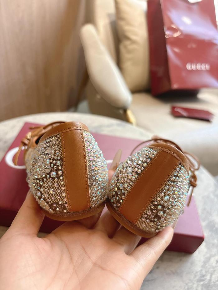 GUCCI Horsebit GG Flat Mary Jane Shoes Women's Brown