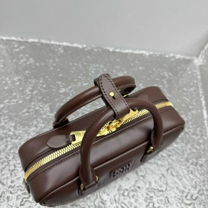 MIU MIU Arcadie Leather Handbag Small Women's Brown 5BB142_2CR3_F0NBL_V_OON size 22*7.5*10.5 cm