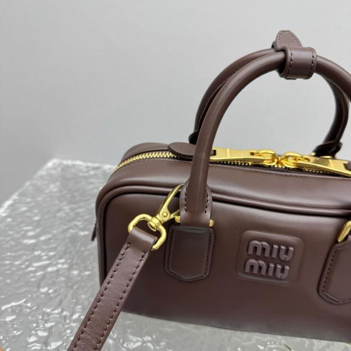 MIU MIU Arcadie Leather Handbag Small Women's Brown 5BB142_2CR3_F0NBL_V_OON size 22*7.5*10.5 cm