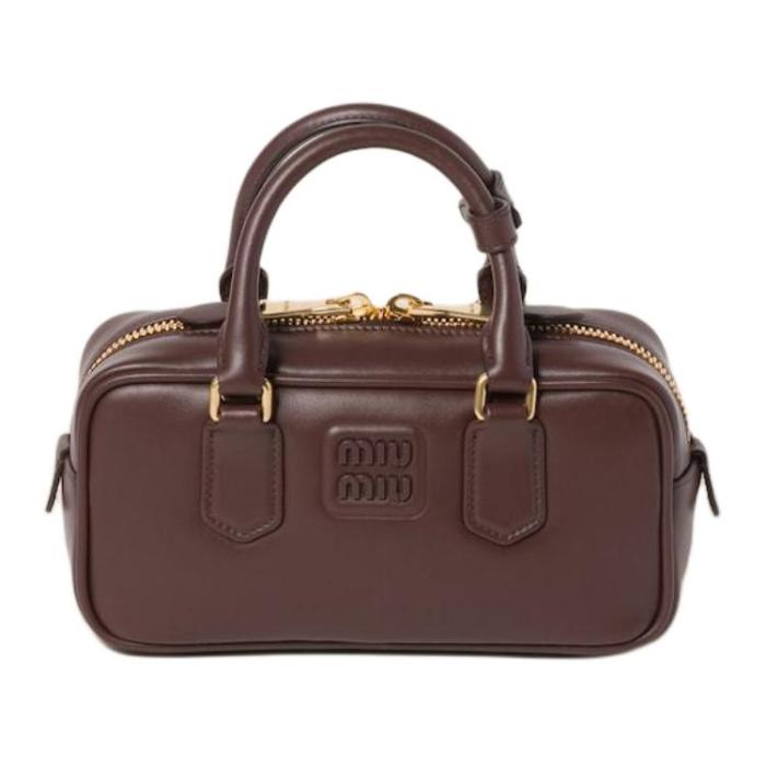 MIU MIU Arcadie Leather Handbag Small Women's Brown 5BB142_2CR3_F0NBL_V_OON size 22*7.5*10.5 cm