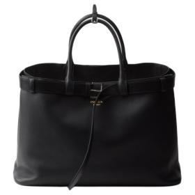 PRADA Leather Tote Bag Shopping Bag Handbag Men's Black 2VG126_2CY9_F0002 size 48*18*34 cm