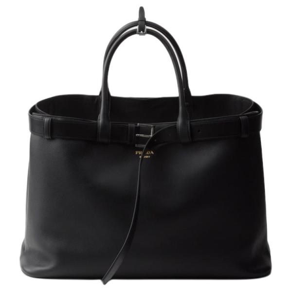 PRADA Leather Tote Bag Shopping Bag Handbag Men's Black 2VG126_2CY9_F0002 size 48*18*34 cm