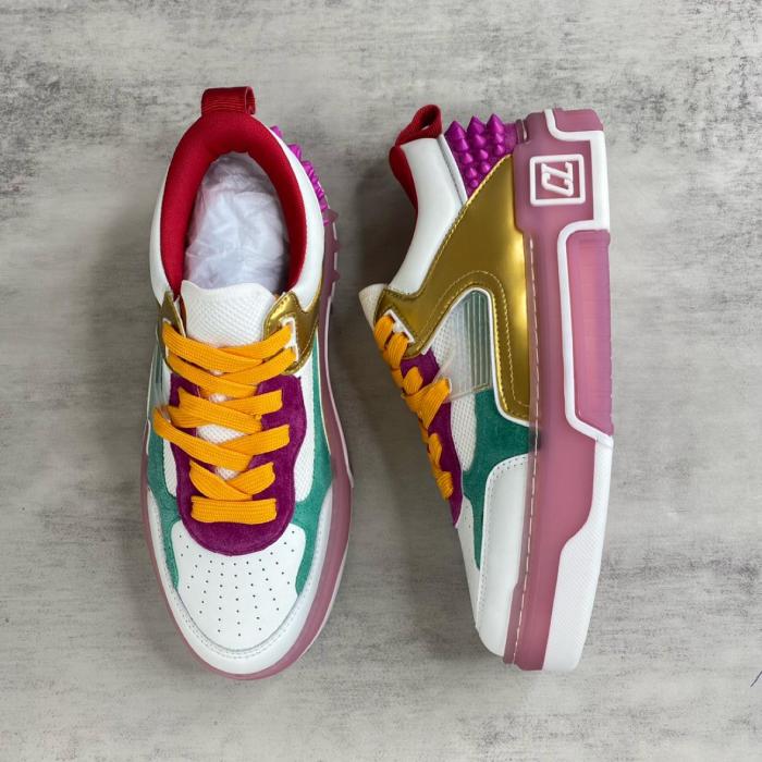 Christian Louboutin CL Astroloubi Low Top Skateboard Shoes White Purple Yellow