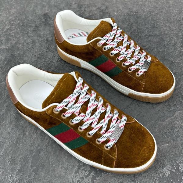 GUCCI ACE Low top Skateboard Shoes Men's Brown