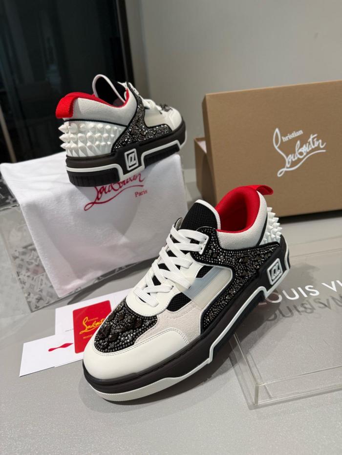 Christian Louboutin CL LUBOTING Astroloubi Strass Eternity Low Top Skateboard Shoes Men's White
