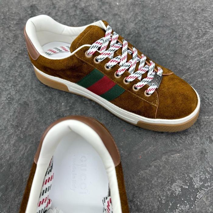 GUCCI ACE Low top Skateboard Shoes Men's Brown