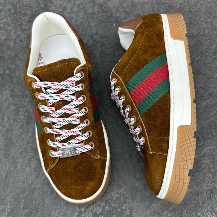 GUCCI ACE Low top Skateboard Shoes Men's Brown