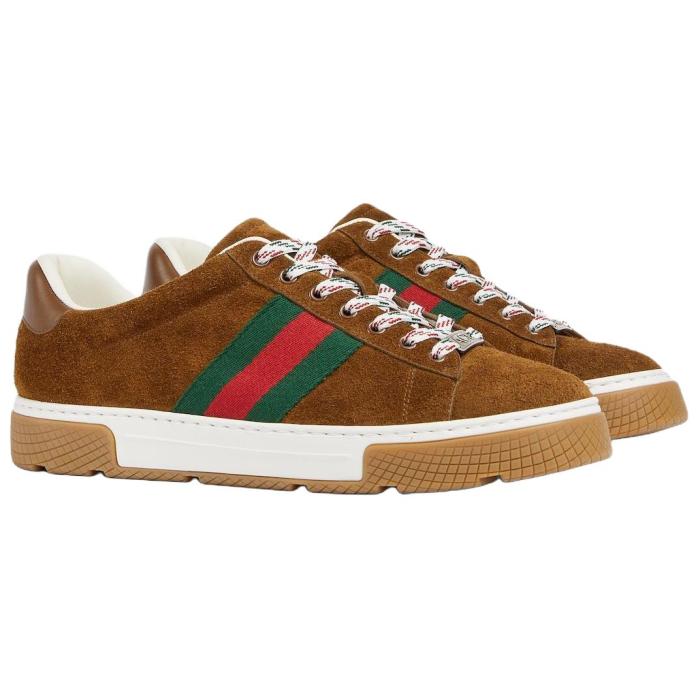 GUCCI ACE Low top Skateboard Shoes Men's Brown